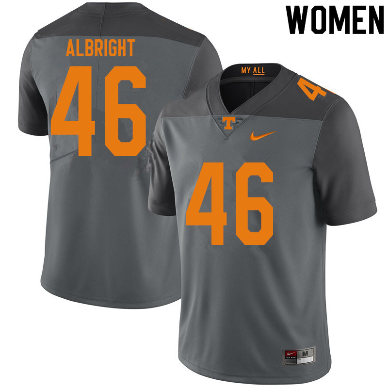 Women #46 Will Albright Tennessee Volunteers College Football Jerseys Sale-Gray - Click Image to Close
